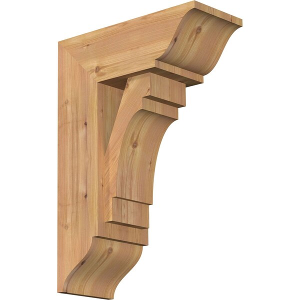 Ekena Millwork Merced Traditional Smooth Bracket w/ Offset Brace, Western Red Cedar, 7 1/2"W x 18"D x 26"H BKT0806X18X26MRC01SWR - main